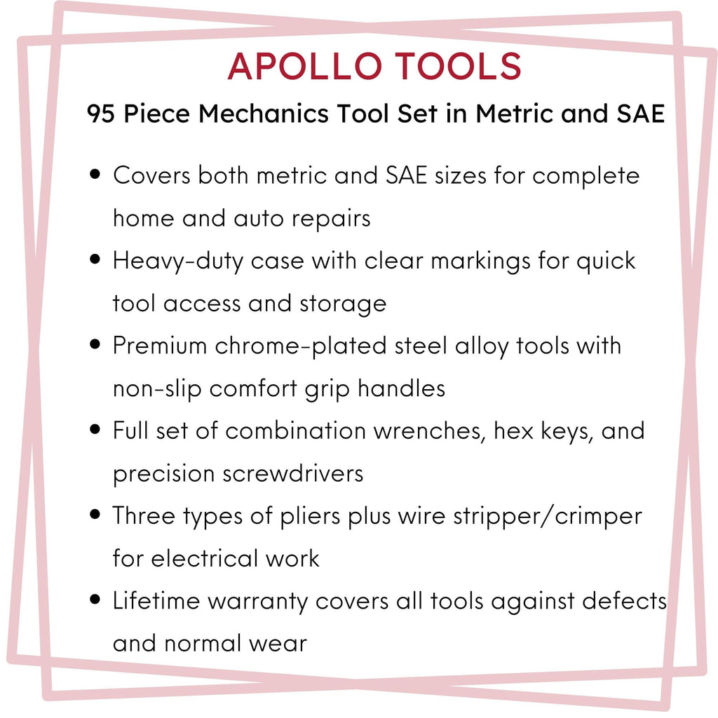 Apollo Tools 95-Piece Metric & SAE Mechanics Tool Set — DT1242