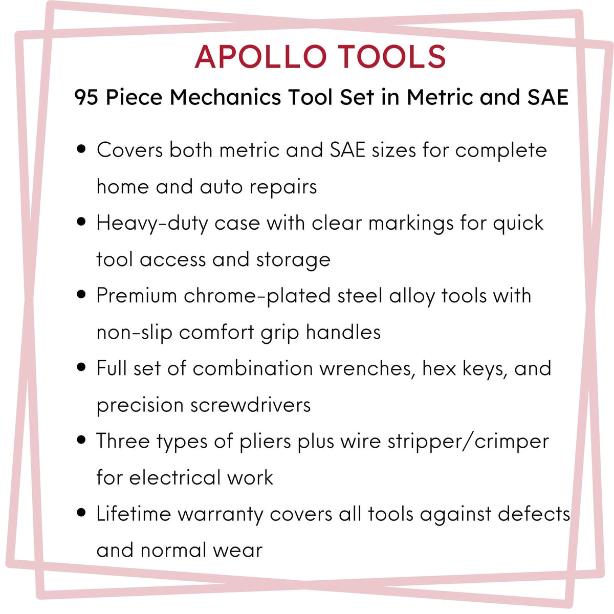 Apollo Tools 95-Piece Metric & SAE Mechanics Tool Set — DT1242
