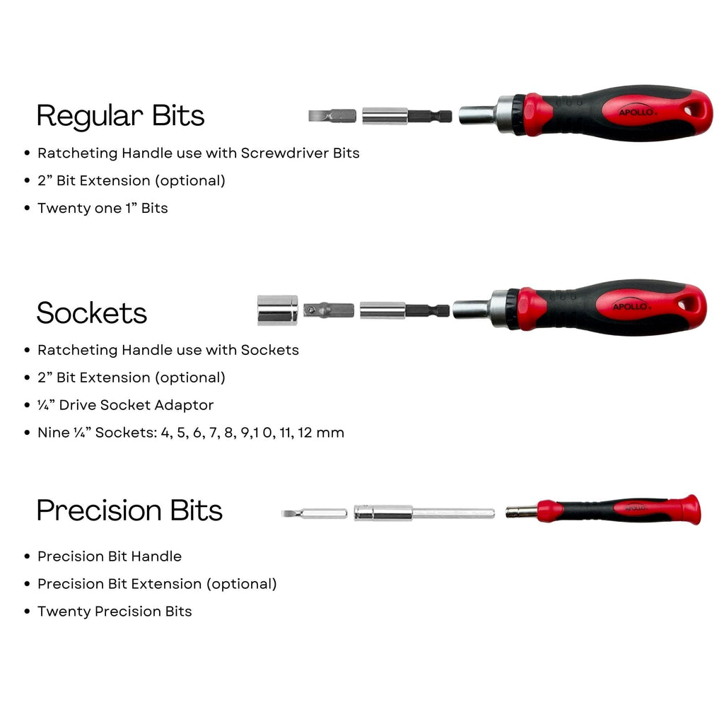 55 Piece Metric Tool Set with Ratcheting Bit Driver, Precision Bit Driver and Bit Assortment - DT5024